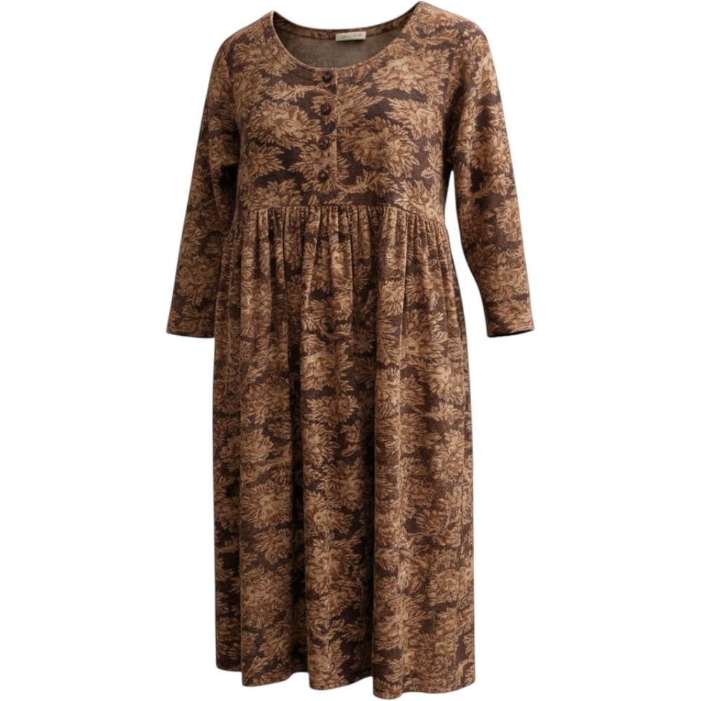 Vintage April Cornell Y2K Dress XS Brown Dark Floral Empire Waist Forrest Fairy